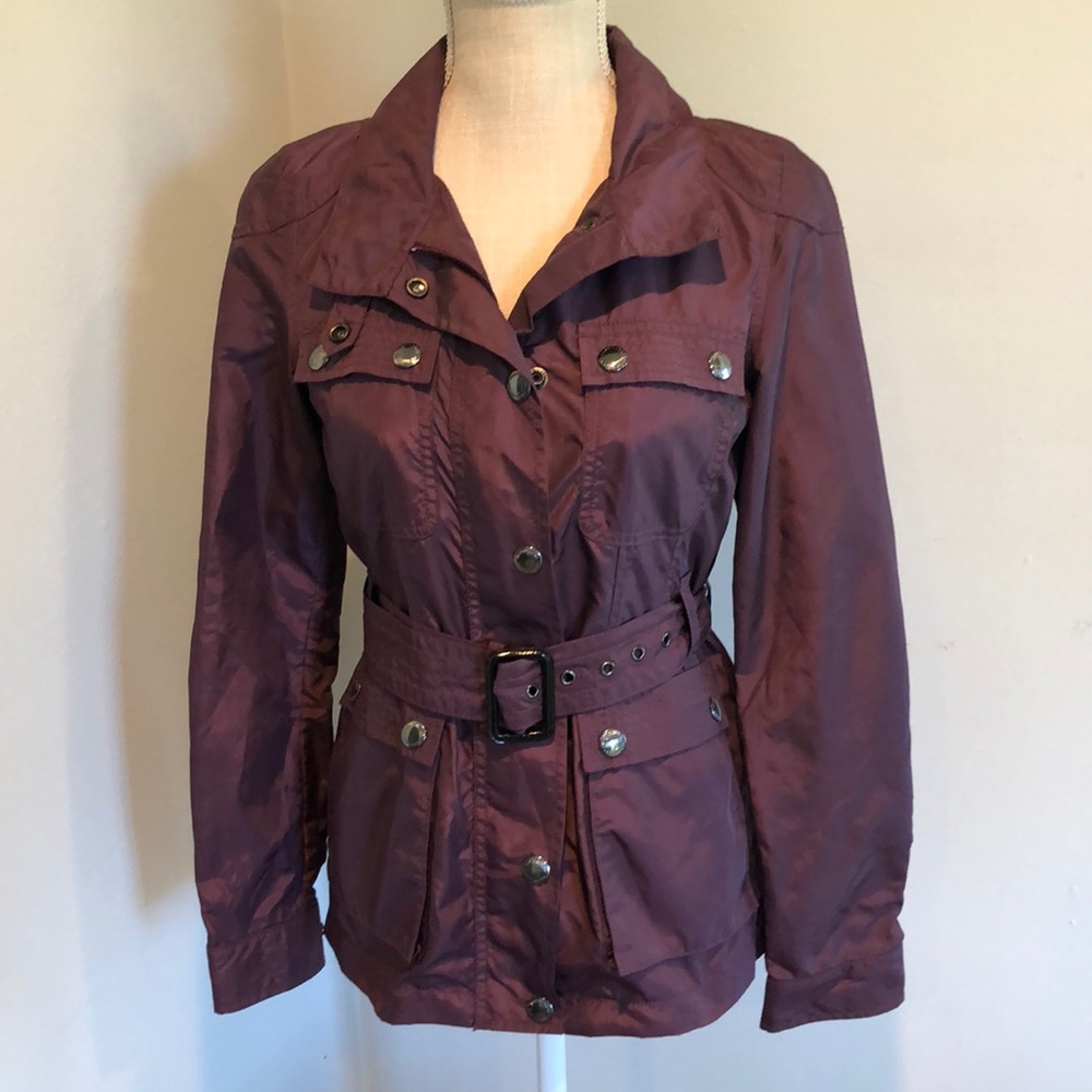 Martin + Osa purple short trench with belt